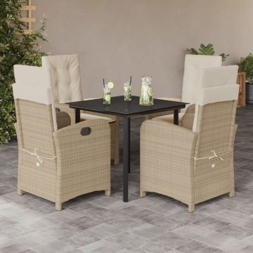 Set mobilier de grădină cu perne, 5 piese, bej, poliratan