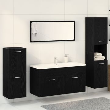 Set Mobilier pentru Baie 4 Piese Stejar Negru