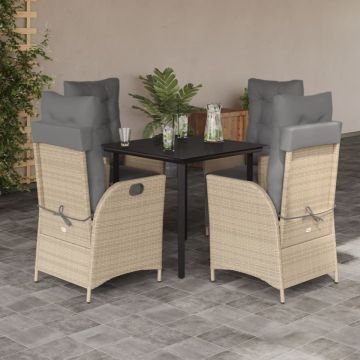 Set mobilier pentru grădină, 5 piese, cu perne, bej, poliratan