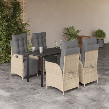 Set mobilier pentru grădină, 5 piese, cu perne, bej, poliratan