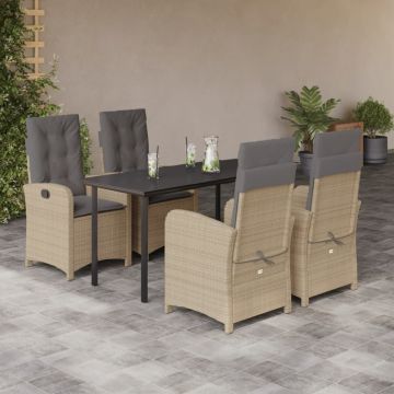 Set mobilier pentru grădină, 5 piese, cu perne, bej, poliratan