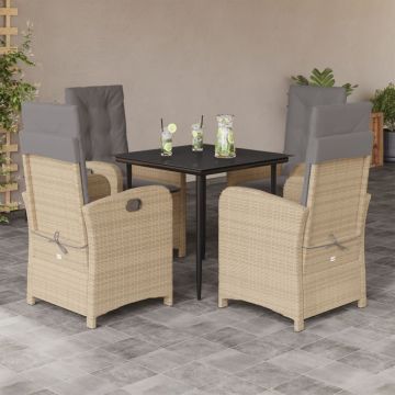 Set mobilier pentru grădină, 5 piese, cu perne, bej, poliratan