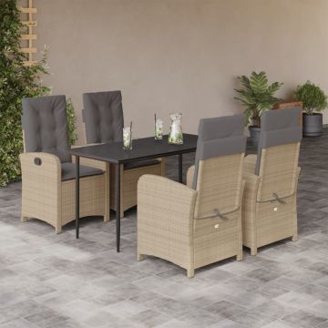 Set mobilier pentru grădină, 5 piese, cu perne, bej, poliratan