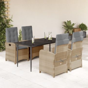 Set mobilier pentru grădină, 5 piese, cu perne, bej, poliratan