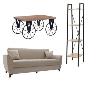 Set mobilier studenti 3 buc Living Pako World Bej 222x80x85 cm