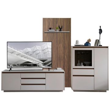 ANSAMBLU MOBILIER CAMERA DE Z in culoare lemn de nuc, cașmir