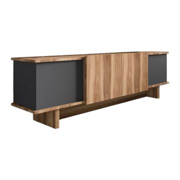 Comoda TV Aramos, Pako World, Antracit-Stejar, 180x33x50 cm