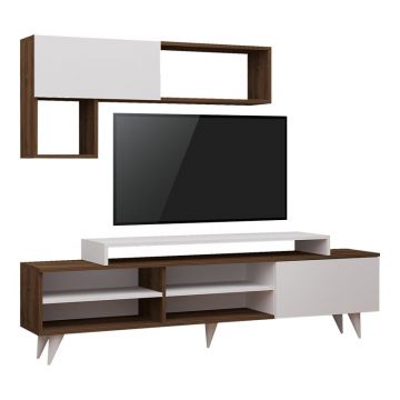 Comoda TV Visao, Pako World, Alb-Nuc, 180x32x55 cm