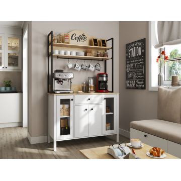 Dulap de bar pentru cafea, Cordelia, FRN-20075, 120x210x50 cm, PAL, Maro/Alb