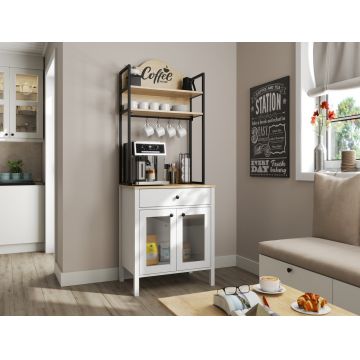 Dulap de bar pentru cafea, Cordelia, FRN-20076, 75x210x50 cm, PAL, Maro/Alb