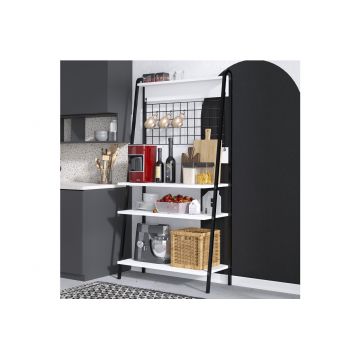 Dulap de bar pentru cafea, Elegance, Benco, 84x170x40 cm, PAL, Alb/Negru