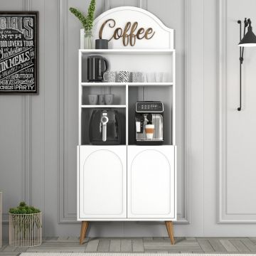 Dulap de bar pentru cafea, Hommy Craft, Lyon 80, PAL, Alb/Maro