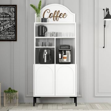 Dulap de bar pentru cafea, Hommy Craft, Lyon 80, PAL, Alb/Negru