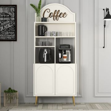 Dulap de bar pentru cafea, Hommy Craft, Lyon 80, PAL, Crem / Aur