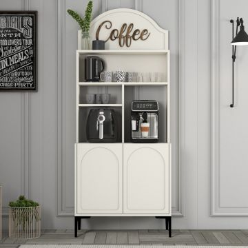 Dulap de bar pentru cafea, Hommy Craft, Lyon 80, PAL, Crem/Negru
