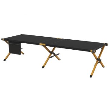 Outsunny Șezlong șezlong pliabil din aluminiu cu buzunar lateral - țesătură Oxford pentru plajă, camping, grădină | Aosom Romania