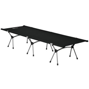 Outsunny Pat Pliant de Camping din Aluminiu cu Geantă pentru Transport înălțime Reglabilă până la 150kg Capacitate Oxford Negru 190 x 65 x 38 cm | Aosom Romania