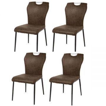 Set 4 scaune living Katalin, maro, 42,5x59x88cm