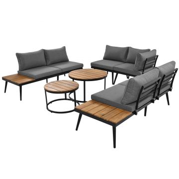 Set de lounge pentru grădină pentru 5-6 persoane, Gri | Aosom Romania
