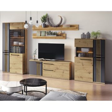 Set Living Milano Stejar Artisan Si Negru
