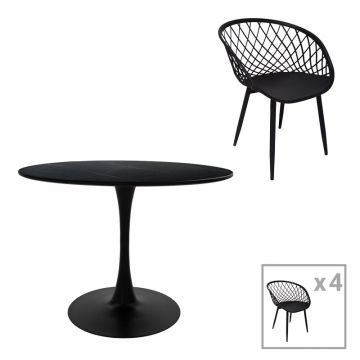 Set masă de sufragerie Ezra-Balou I  5 pp-mdf în culoare neagră D120x75cm