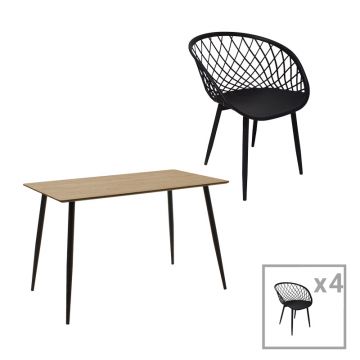 Set masa de sufragerie Ezra-Cuba  5 pp-mdf de culoare neagra 120x70x76cm
