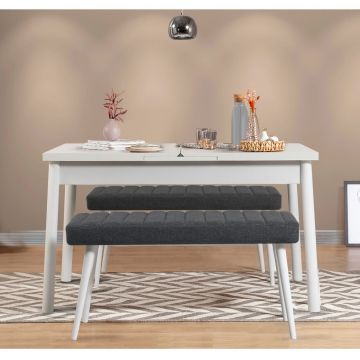 Set masa extensibila si 2 banci, Vella, Santiago 1053, PAL, Alb / Antracit