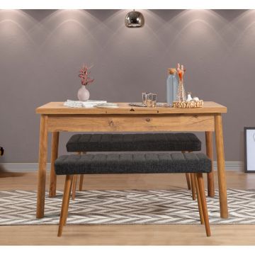 Set masa extensibila si 2 banci, Vella, Santiago 1053, PAL, Pin Atlantic / Antracit