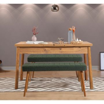 Set masa extensibila si 2 banci, Vella, Santiago 1070, PAL, Pin Atlantic / Verde