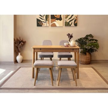 Set masa extensibila si 4 scaune, Vella, Vina Mini 02 0701, PAL, Stejar / Gri Soho