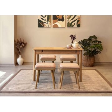 Set masa extensibila si 4 scaune, Vella, Vina Mini 05 0900, PAL, Stejar / Piatra