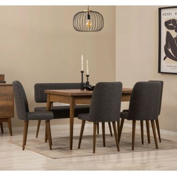 Set masa extensibila si 6 scaune, Vella, Vina, PAL, Nuc / Antracit