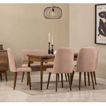 Set masa extensibila si 6 scaune, Vella, Vina, PAL, Nuc / Piatra