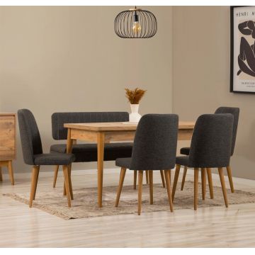 Set masa extensibila si 6 scaune, Vella, Vina, PAL, Pin Atlantic / Antracit