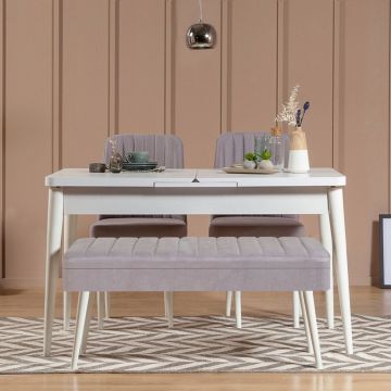Set masa extensibila si scaune, Hanah Home, Vina 0701, Alb/Gri