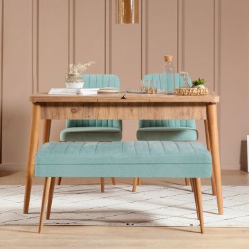 Set masa extensibila si scaune, Hanah Home, Vina 0701, Pin Atlantic / Verde Fistic