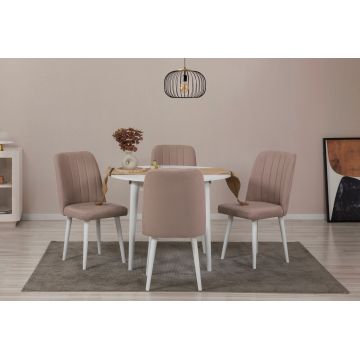 Set masa extensibila si scaune, Hanah Home, Vina 0900, Alb / Piatra