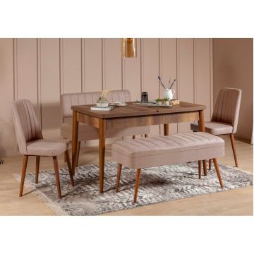 Set masa extensibila si scaune, Hanah Home, Vina 0900, Nuc / Piatra