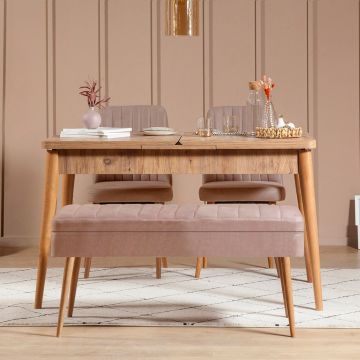 Set masa extensibila si scaune, Hanah Home, Vina 0900, Pin Atlantic / Piatră