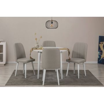 Set masa extensibila si scaune, Hanah Home, Vina 1005 5, Alb / Crem