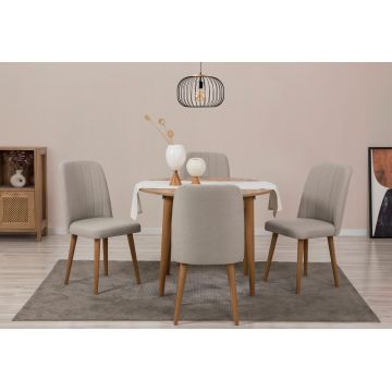 Set masa extensibila si scaune, Hanah Home, Vina 1005, Pin Atlantic / Crem