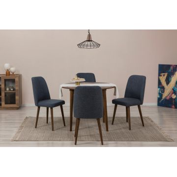 Set masa extensibila si scaune, Hanah Home, Vina 1048, Nuc / Bleumarin