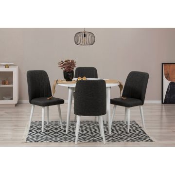 Set masa extensibila si scaune, Hanah Home, Vina 1053, Alb / Antracit