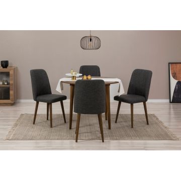 Set masa extensibila si scaune, Hanah Home, Vina 1053, Antracit / Nuc