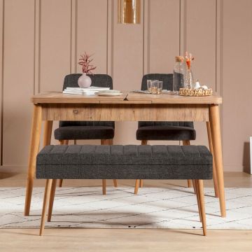 Set masa extensibila si scaune, Hanah Home, Vina 1053, Pin Atlantic / Antracit