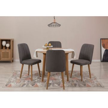 Set masa extensibila si scaune, Hanah Home, Vina 1501, Pin Atlantic / Antracit