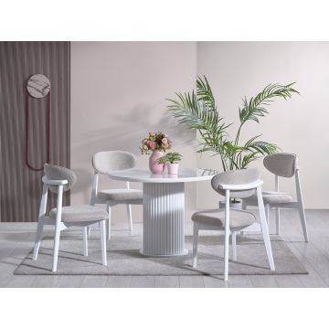 Set masă și scaune (4 piese), Fairfax, Aqua, Alb
