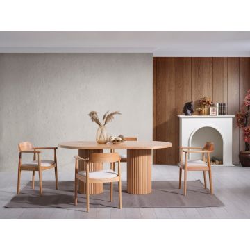 Set masă și scaune (4 piese), Fairfax, Napoli, Natural