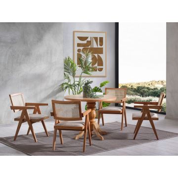 Set masă și scaune (4 piese), Fairfax, Roma, Natural