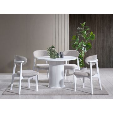 Set masă și scaune (4 piese), Fairfax, Silva, Alb